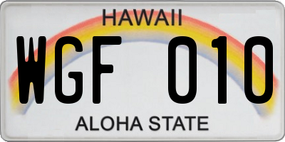 HI license plate WGF010