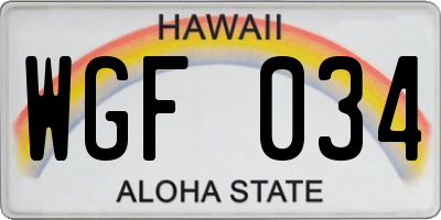 HI license plate WGF034