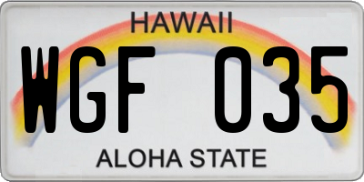 HI license plate WGF035