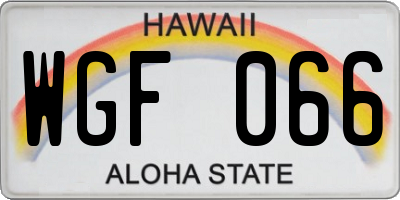 HI license plate WGF066