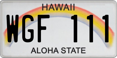 HI license plate WGF111