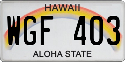 HI license plate WGF403