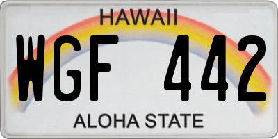 HI license plate WGF442