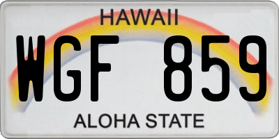 HI license plate WGF859