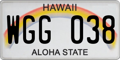 HI license plate WGG038