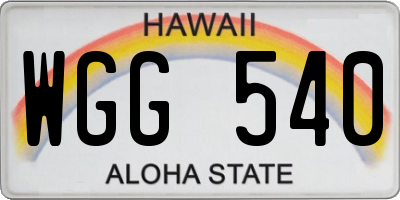HI license plate WGG540