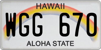 HI license plate WGG670