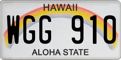 HI license plate WGG910