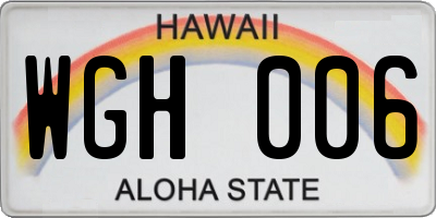 HI license plate WGH006