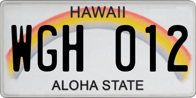 HI license plate WGH012
