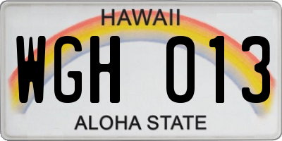 HI license plate WGH013