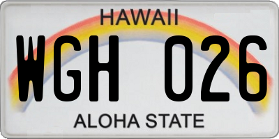 HI license plate WGH026
