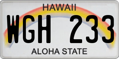 HI license plate WGH233