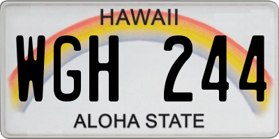 HI license plate WGH244
