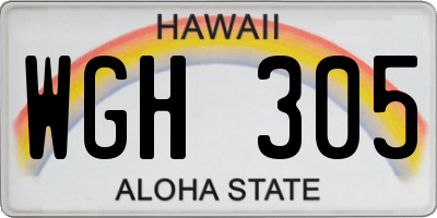 HI license plate WGH305