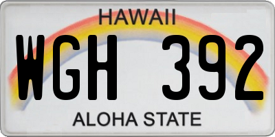 HI license plate WGH392