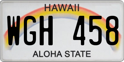 HI license plate WGH458