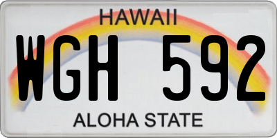 HI license plate WGH592