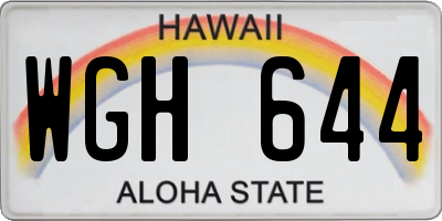 HI license plate WGH644