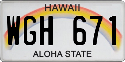 HI license plate WGH671