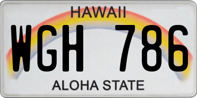 HI license plate WGH786
