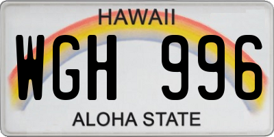 HI license plate WGH996