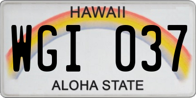 HI license plate WGI037