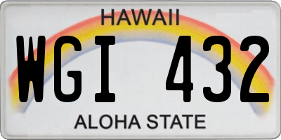 HI license plate WGI432