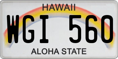 HI license plate WGI560