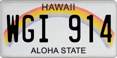 HI license plate WGI914