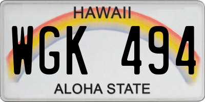 HI license plate WGK494
