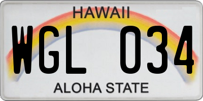 HI license plate WGL034