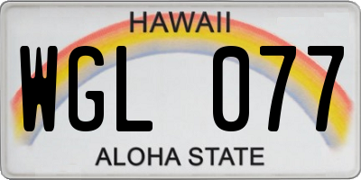 HI license plate WGL077