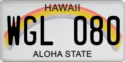 HI license plate WGL080
