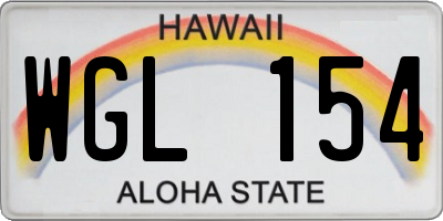 HI license plate WGL154
