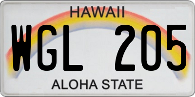 HI license plate WGL205