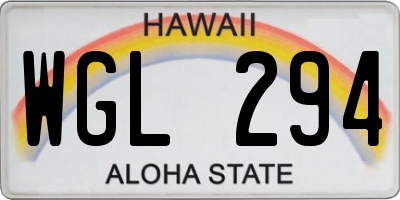 HI license plate WGL294