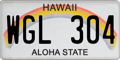 HI license plate WGL304