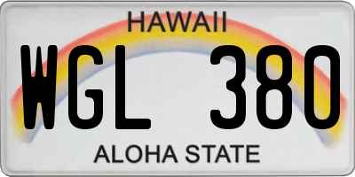 HI license plate WGL380