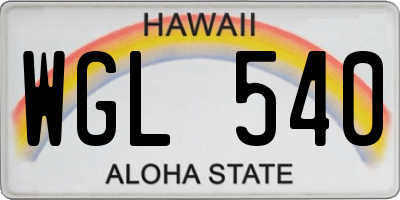 HI license plate WGL540