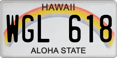 HI license plate WGL618