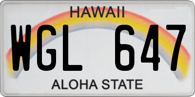 HI license plate WGL647