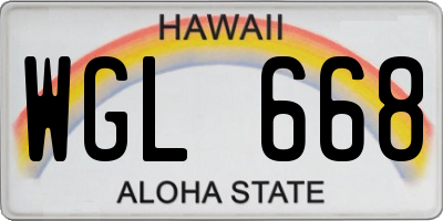 HI license plate WGL668