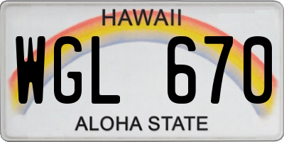 HI license plate WGL670