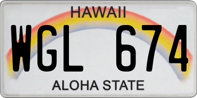 HI license plate WGL674