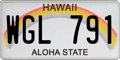 HI license plate WGL791