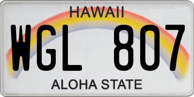 HI license plate WGL807