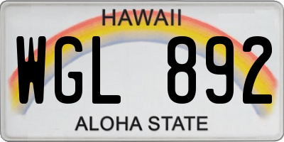 HI license plate WGL892