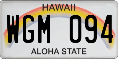 HI license plate WGM094