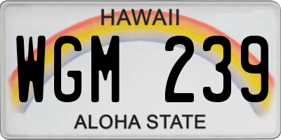 HI license plate WGM239